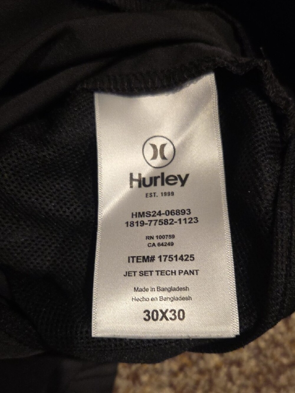 Hurley Tech Pant - Black, 30x30 - Picture 4 of 10